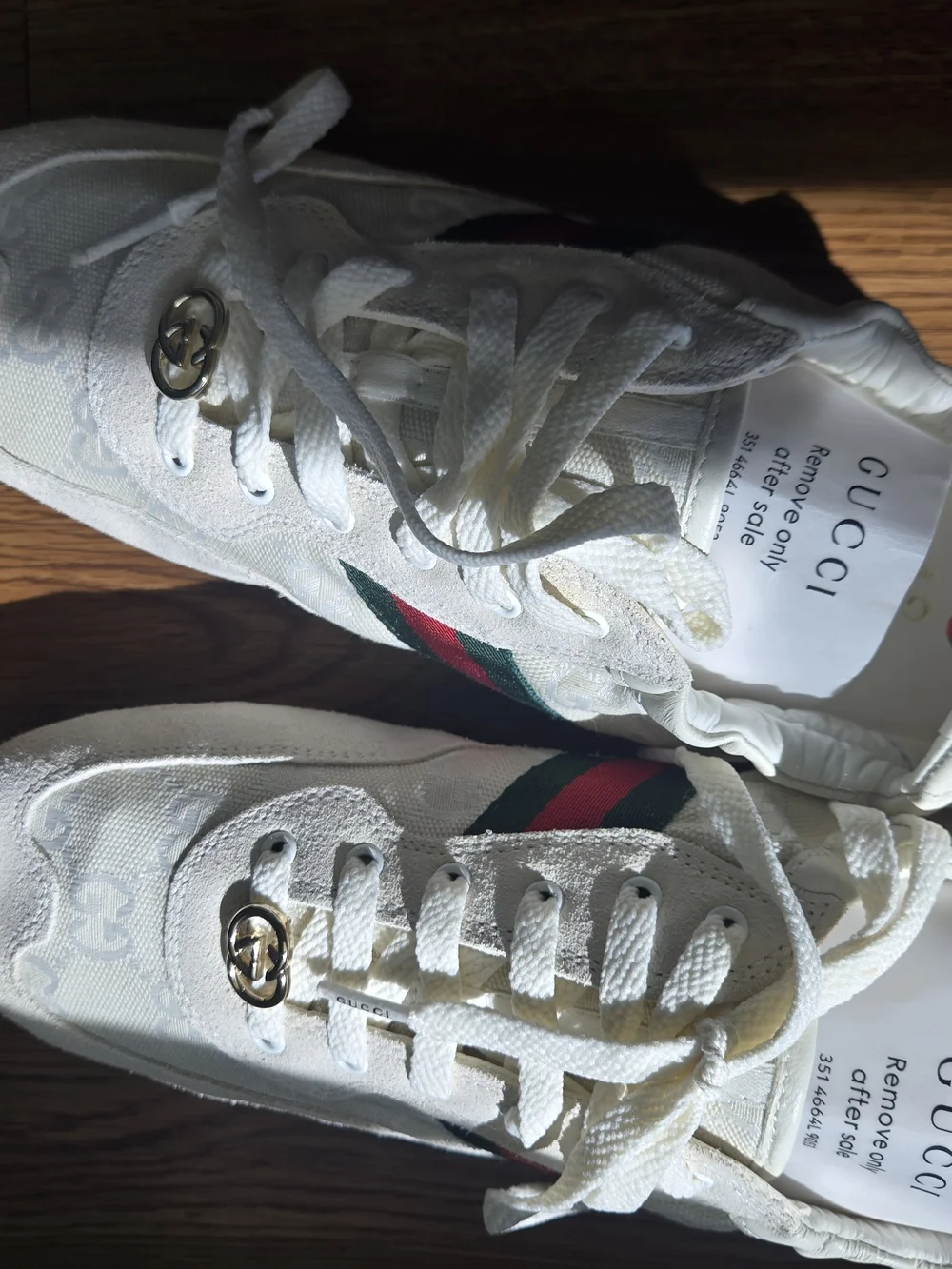 Gucci Women's Shift Sneaker - White with Green & Red Stripe